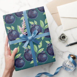 Paarse Blueberries Waterverf Handbeschilderd Cadeaupapier