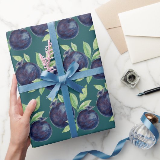 Paarse Blueberries Waterverf Handbeschilderd Cadeaupapier (Geschenken)