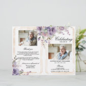 Paarse & Blush Begrafenisprogramma | Volgorde van  (Staand voorkant)