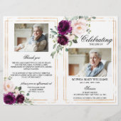 Paarse & Blush Begrafenisprogramma | Volgorde van (Voorkant)