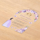 Paarse Blush Bloemen Rozen Waterverf Quinceañera Acryl Uitnodigingen (Laagn)