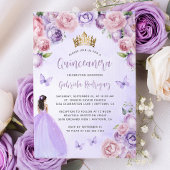 Paarse Blush Bloemen Waterverf Quinceañera Kaart