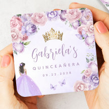 Paarse Blush Bloemige Quinceañera