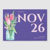 Paarse & Blush Bloemige Trouw Save the Date (Voorkant)