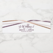 Paarse Blush en Roos Gold Streamers bruiloft Waterfles Etiket (Enkel label)