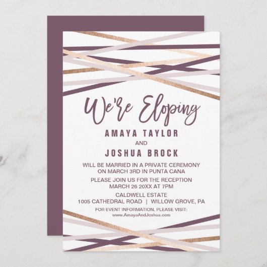 Paarse Blush en Roos Gold Streamers die we nu uitv Kaart (Voorkant / Achterkant)