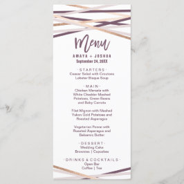 Paarse Blush en Roos Gold Streamers Menu Kaart