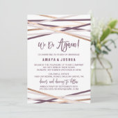 Paarse Blush en Roos Gold Streamers Vow Renewal Kaart (Staand voorkant)