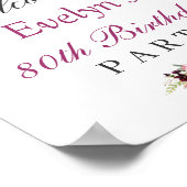 Paarse Blush Floral Birthday Party Welkomstteken Poster (Hoek)