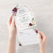 Paarse Blush Floral Geometric Vrijgezellenfeest Re All In One Uitnodiging (Afscheurbaar)