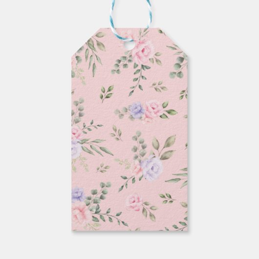 Paarse Blush Floral Lamb Bunny Rabbit Happy Pasen Cadeaulabel (Achterkant)