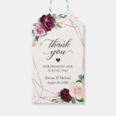 Paarse Blush Floral Roos Gold Wedding Dank u Cadeaulabel (Voorkant)