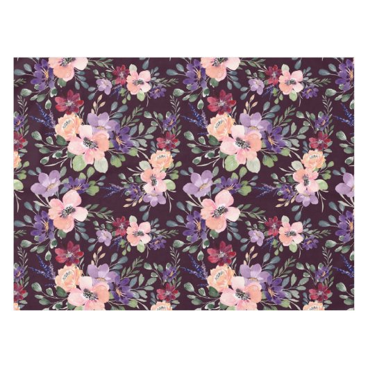 Paarse Blush Flower Tablecloth Tafelkleed (Voorkant (Horizontaal))