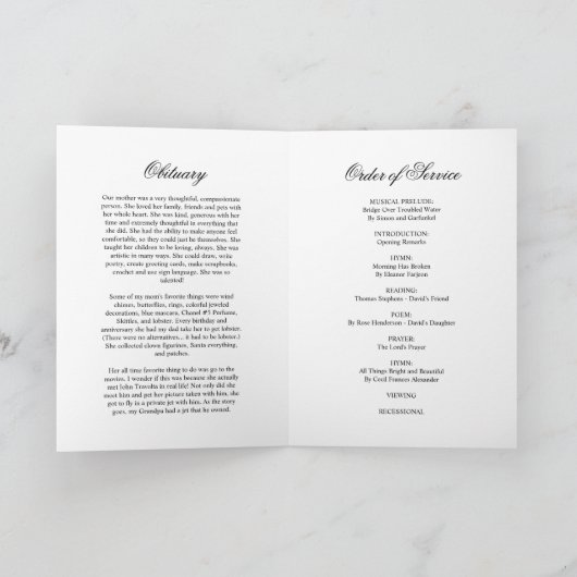 Paarse & Blush Foto Memorial Begrafenisprogramma's Kaart (Binnen)