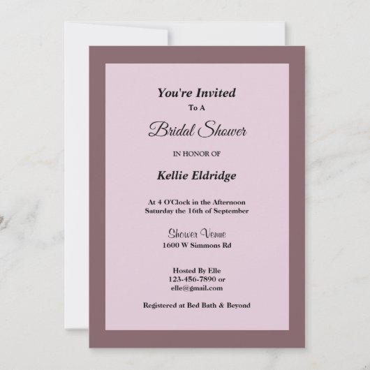 Paarse/Blush met bridal in beeld Kaart (Voorkant)