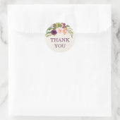 Paarse Blush Pink Floral Birthday Hartelijk dank Ronde Sticker (Tas)