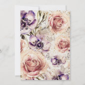 Paarse Blush Pink Floral Butterflies Cream Kaart (Achterkant)