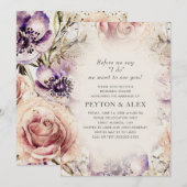 Paarse Blush Pink Floral Butterflies Cream Kaart (Voorkant / Achterkant)