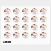 Paarse Blush Pink Floral Cream 40th Birthday Ronde Sticker (Vel)