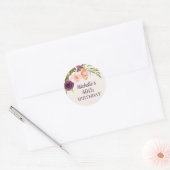 Paarse Blush Pink Floral Cream 40th Birthday Ronde Sticker (Envelop)