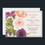 Paarse Blush Pink Floral Cream 60th Birthday<br><div class="desc">Elegant botanisch paars en wazig roze waterverf floral 60th verjaardagsfeest uitnodiging voor vrouwen. Neem contact met ons op voor hulp bij aanpassingen of om passende producten aan te vragen.</div>