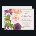 Paarse Blush Pink Floral Cream 90th Birthday<br><div class="desc">Elegant botanisch paars en wazig roze waterverf floral 90th verjaardagsfeest uitnodiging voor vrouwen. Neem contact met ons op voor hulp bij aanpassingen of om passende producten aan te vragen.</div>