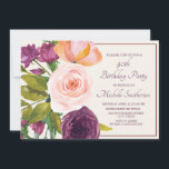 Paarse Blush Pink Floral Cream 90th Birthday<br><div class="desc">Elegant botanisch paars en wazig roze waterverf floral 90th verjaardagsfeest uitnodiging voor vrouwen. Neem contact met ons op voor hulp bij aanpassingen of om passende producten aan te vragen.</div>