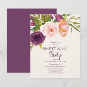 Paarse Blush Pink Floral Empty Nest Party Kaart