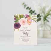 Paarse Blush Pink Floral Empty Nest Party Kaart (Staand voorkant)