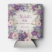 Paarse Blush Pink Floral Foliage 90th Birthday Blikjeskoeler (Voorkant)