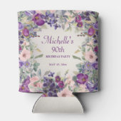 Paarse Blush Pink Floral Foliage 90th Birthday Blikjeskoeler (Achterkant)