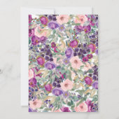 Paarse Blush Pink Floral Foliage 90th Birthday Kaart (Achterkant)