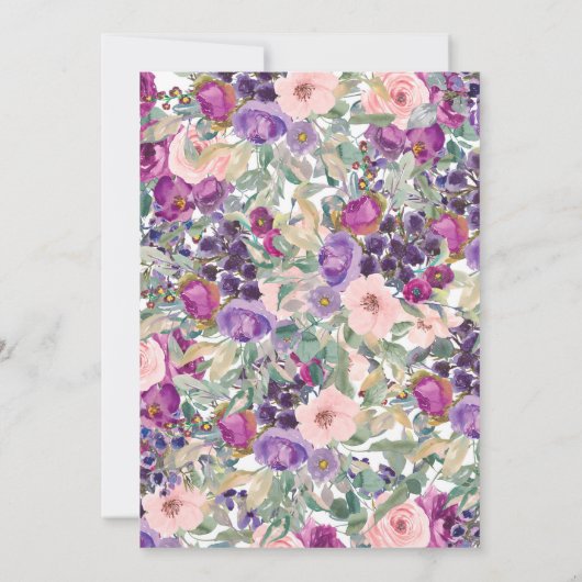 Paarse Blush Pink Floral Foliage 90th Birthday Kaart (Achterkant)