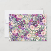 Paarse Blush Pink Floral Foliage Verjaardag Bedankkaart (Achterkant)