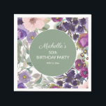 Paarse Blush Pink Floral Sage Green 50th Birthday Servet<br><div class="desc">Mooie en elegante paarse en wazige roze waterverf florale en sage groene bladeren 50e verjaardag (of elke leeftijd) feestartikel napkin voor vrouwen. Neem contact met ons op voor hulp bij het aanpassen of aanpassen van producten.</div>