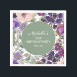 Paarse Blush Pink Floral Sage Green 50th Birthday Servet<br><div class="desc">Mooie en elegante paarse en wazige roze waterverf florale en sage groene bladeren 50e verjaardag (of elke leeftijd) feestartikel napkin voor vrouwen. Neem contact met ons op voor hulp bij het aanpassen of aanpassen van producten.</div>