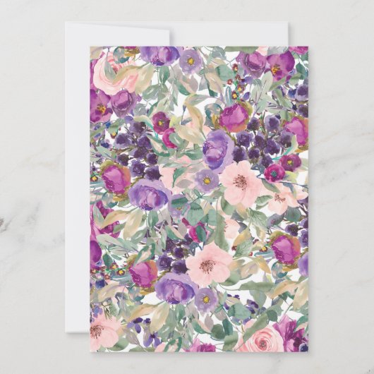 Paarse Blush Pink Floral Sage Green 60th Birthday Kaart (Achterkant)