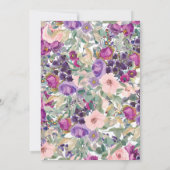 Paarse Blush Pink Floral Sage Green 80th Birthday Kaart (Achterkant)