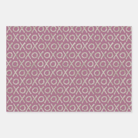 Paarse Blush Pink Rose Gold Silver XOXO Inpakpapier Vel (Voorkant 2)