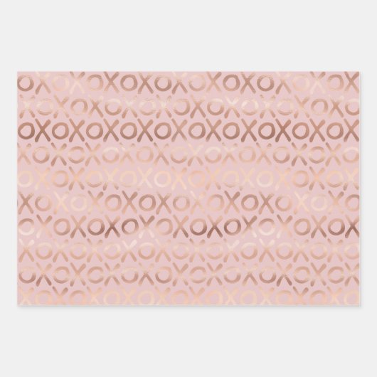 Paarse Blush Pink Rose Gold Silver XOXO Inpakpapier Vel (Voorkant)