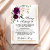 Paarse & Blush Pink Rose Sympathy Memory Bedankkaart