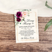 Paarse & Blush Pink Rose Sympathy Memory Bedankkaart