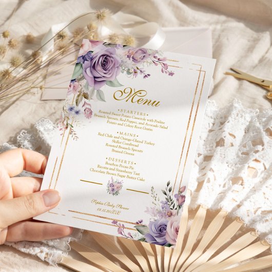 Paarse & Blush Roos Baby shower Menu