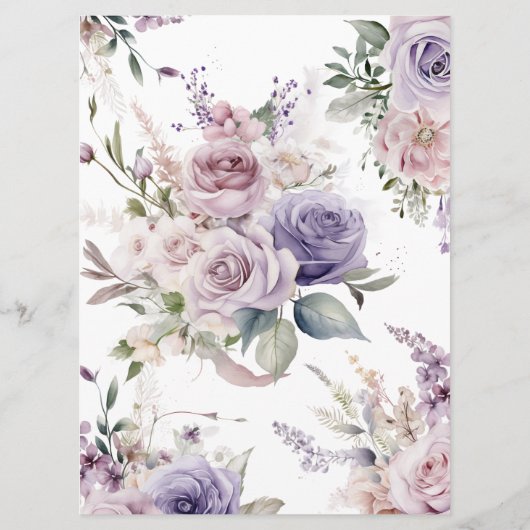 Paarse & Blush Roos Baby shower Menu (Achterkant)