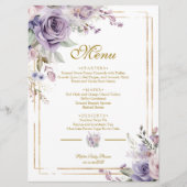 Paarse & Blush Roos Baby shower Menu (Voorkant)