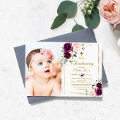 Paarse & Blush Roos Bloemen Foto Meisje Christenin Kaart