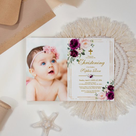 Paarse & Blush Roos Bloemen Foto Meisje Christenin Kaart