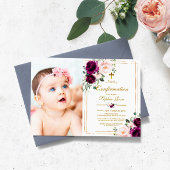 Paarse & Blush Roos Bloemen Fotobevestiging Kaart