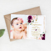 Paarse & Blush Roos Bloemen Fotobevestiging Kaart