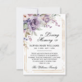 Paarse & Blush Roos Bloemen Sympathie Memory Bedankkaart (Voorkant)